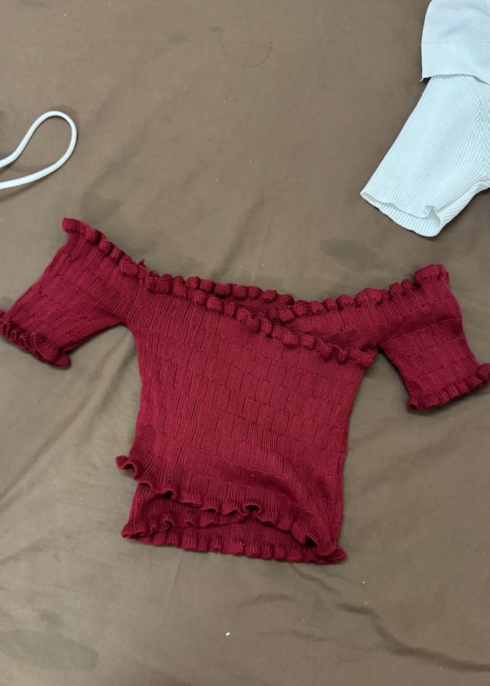 Maroon Off-Shoulder Top Wear it and look slim