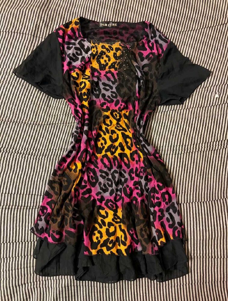 imported y2k leopard print dress⋆˚꩜｡