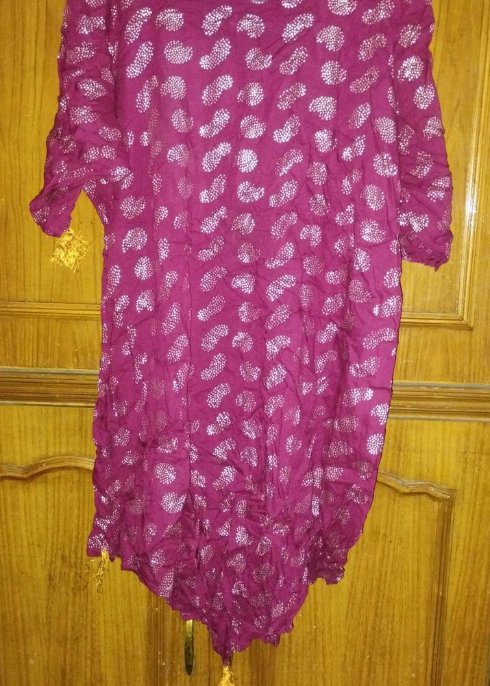 Women's Maroon Dupatta with Silver Print