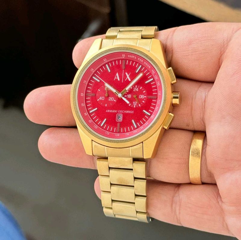 Armani Exchange Gold Watch - Red Dial