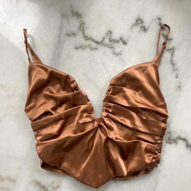 I. Satin Ruched Camisole Top