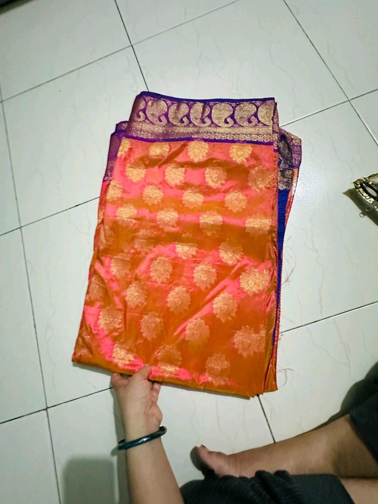 Elegant Orange Banarasi Saree