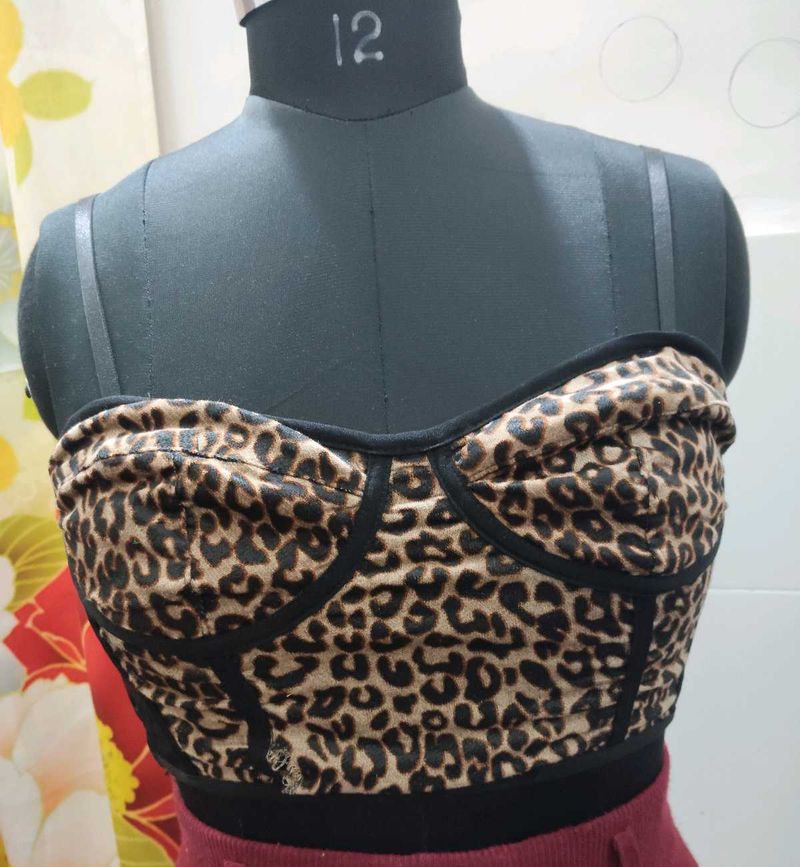Leopard Print Bustier Top
