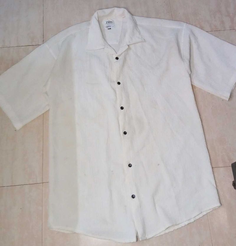 Zara Men's White super baggy Shirt