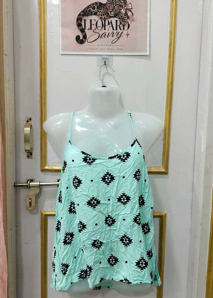 Light Blue Tribal Print Cami Top