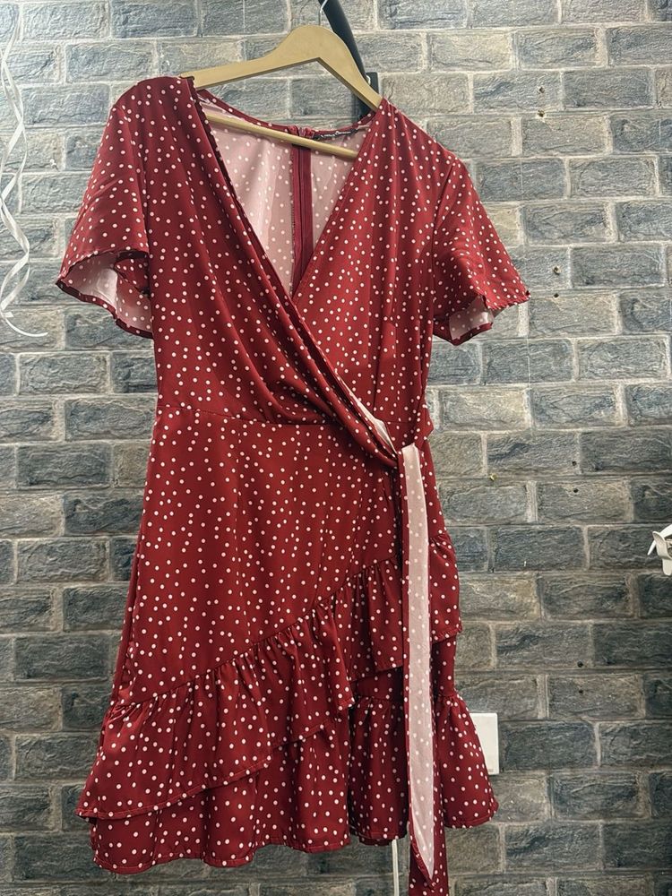 Chic Polka Dot Wrap Dress