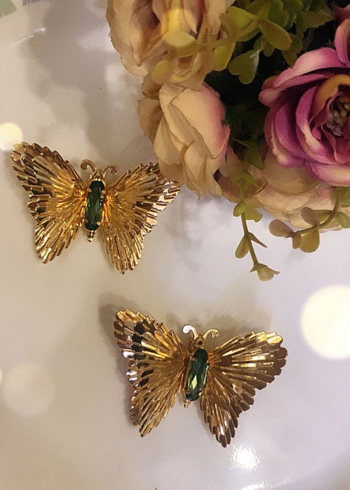 Vintage Butterfly green earrings