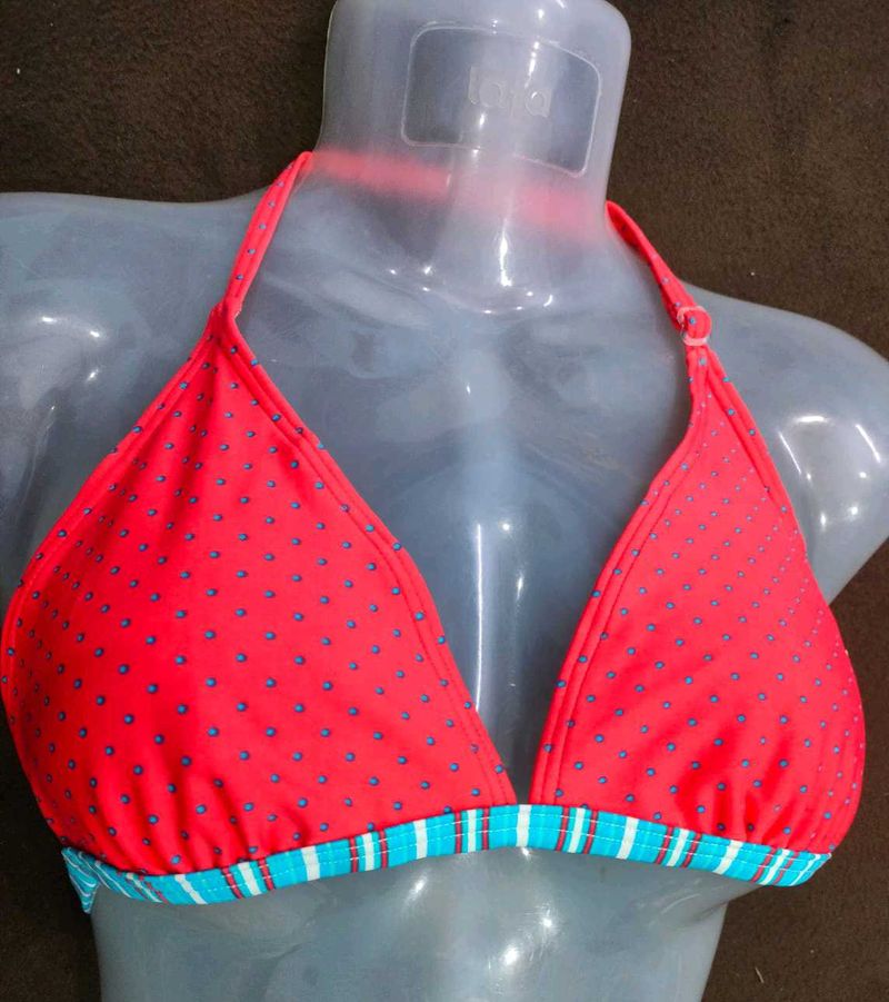 Red Polka Do🤎t Bikini Top