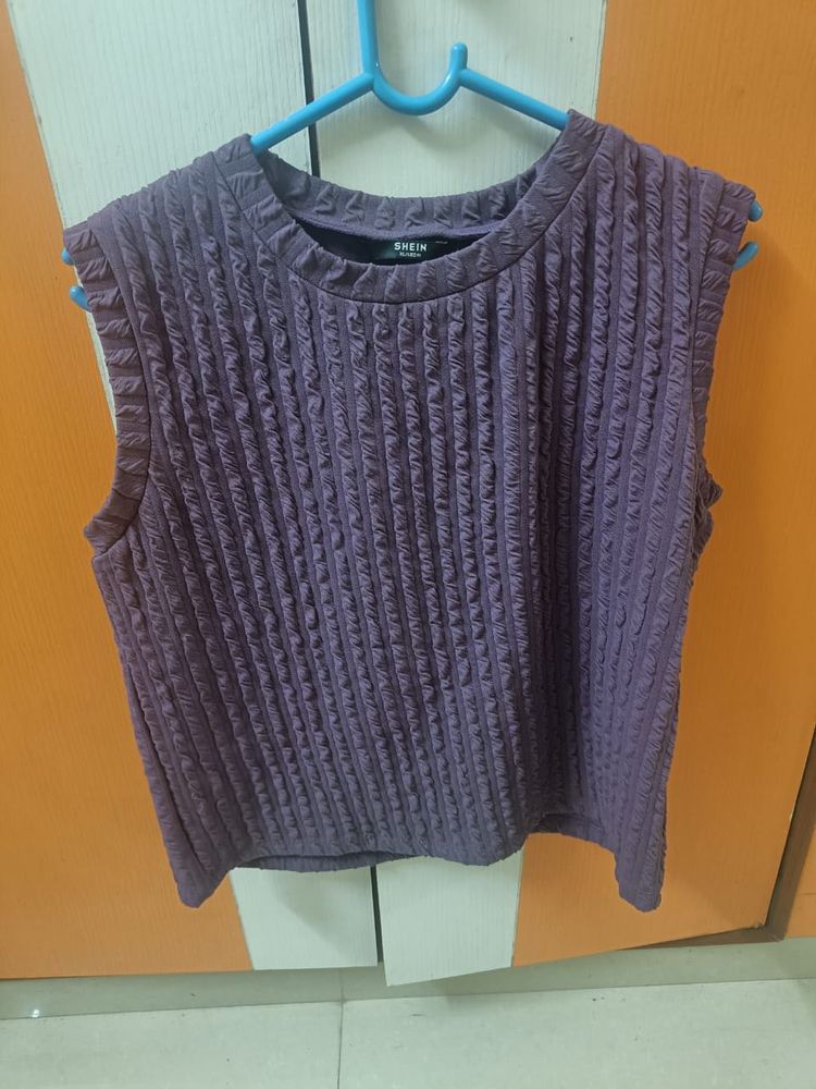 Textured Purple Sleeveless Top