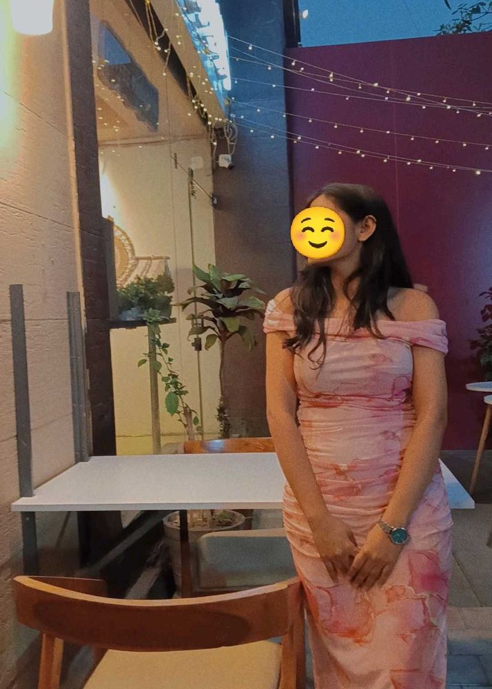 Elegant Pink Floral Off-Shoulder Ruched Dress