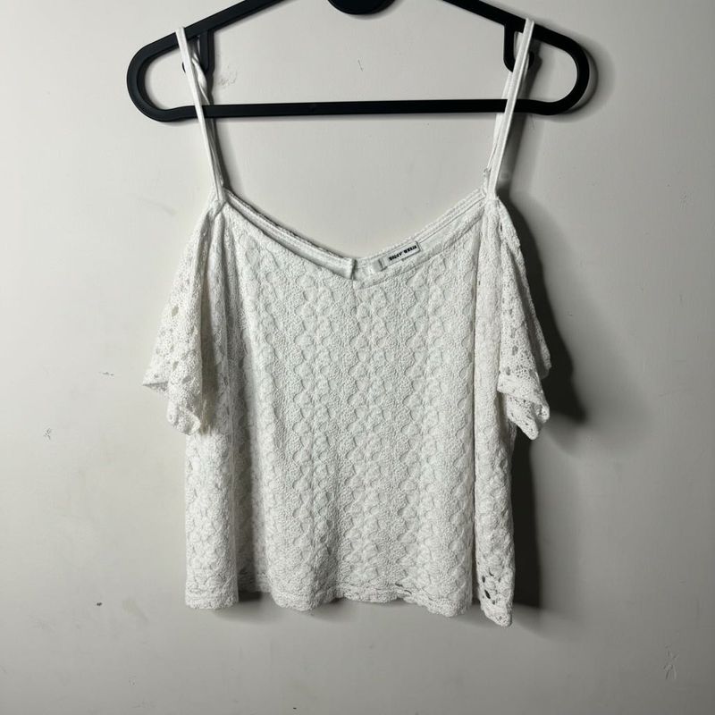White Crochet Cold Shoulder Top