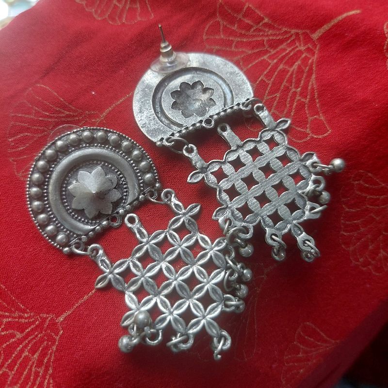 Silver Garba Earrings
