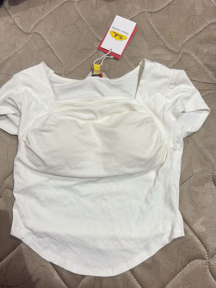 White Square Neck Crop Top