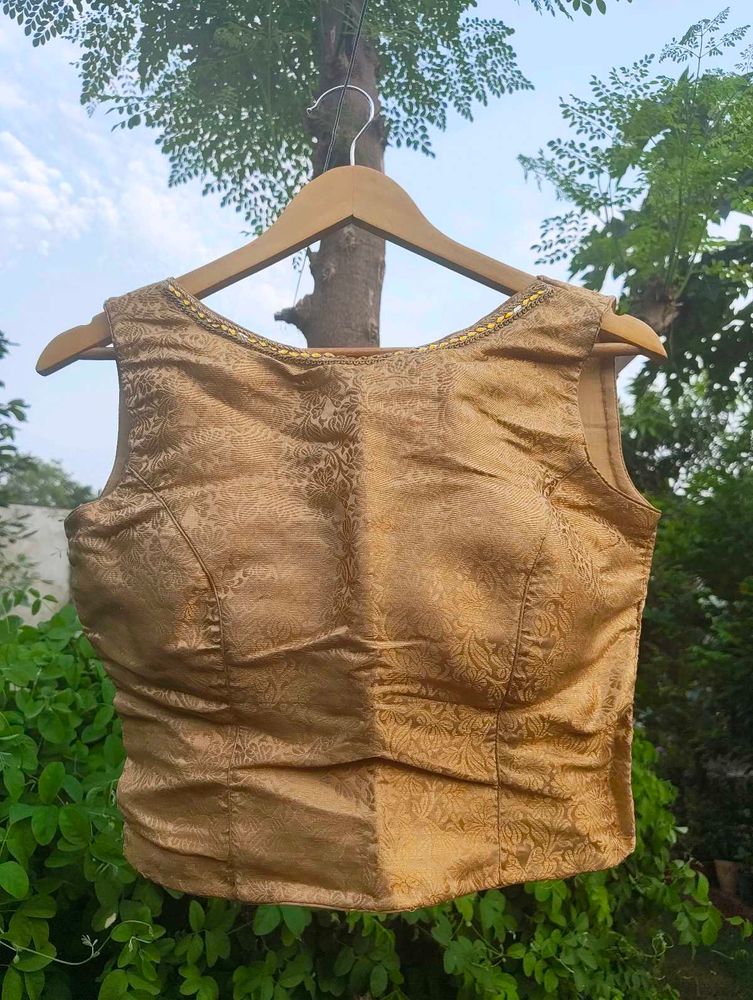 Elegant Gold Brocade Blouse