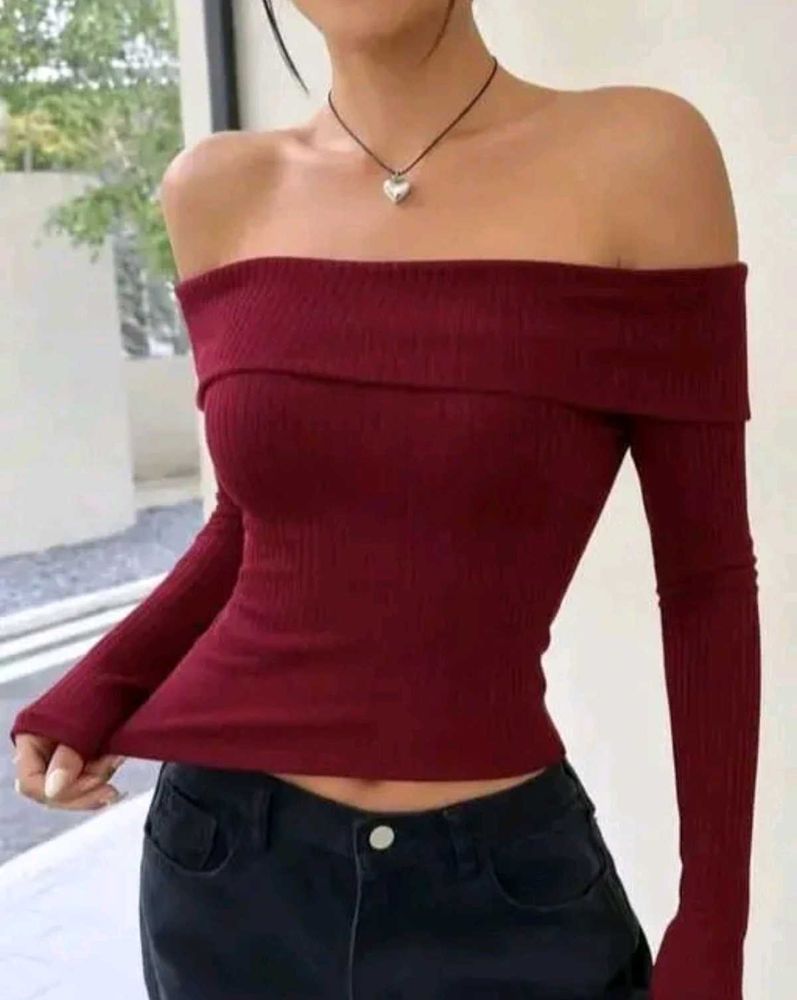 Chic Off-Shoulder Ribbed Top