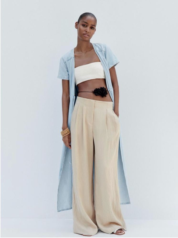 zara loose fitting darted trousers