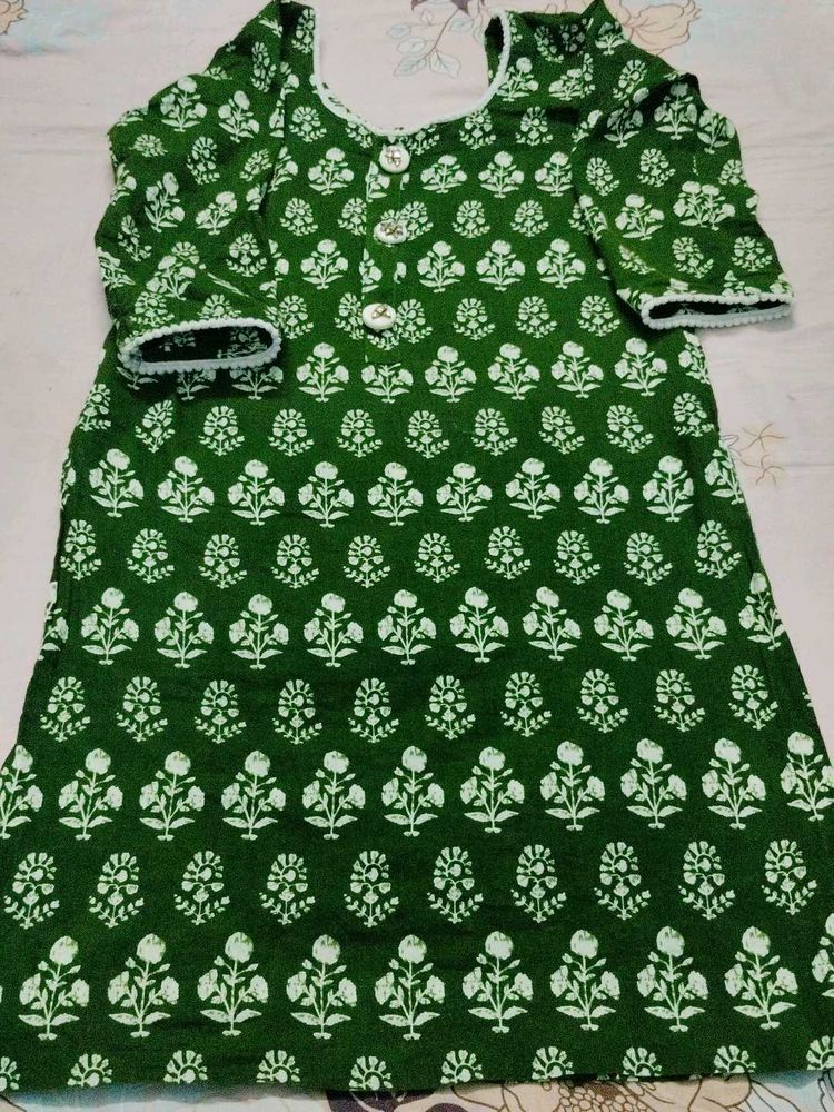 Elegant Green Block Print Kurta