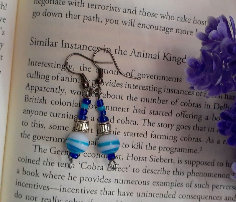 Blue lampwork beads earrings