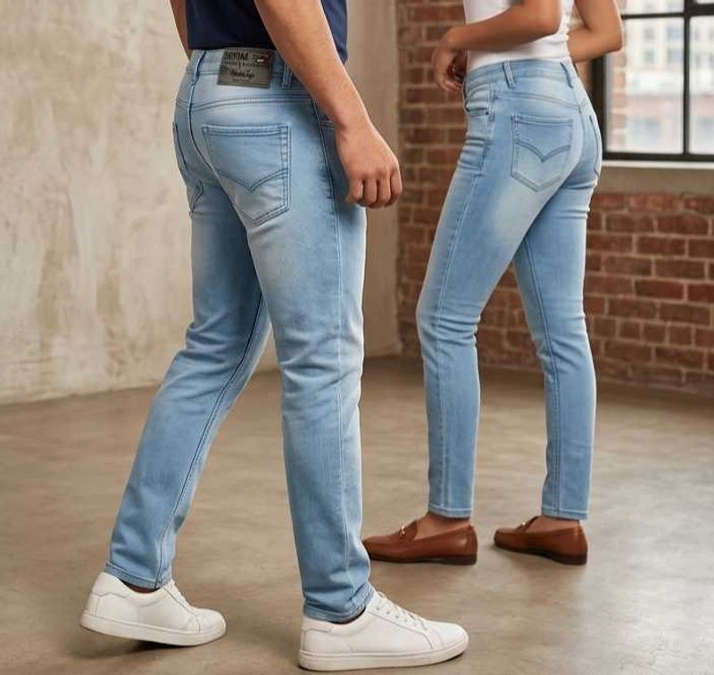 Unisex Light Blue Slim Fit Denim Jeans (Waist 30)