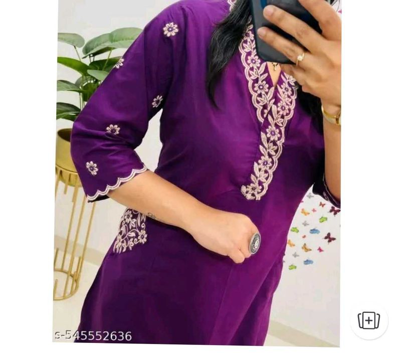 Purple Embroidered Kurta Set