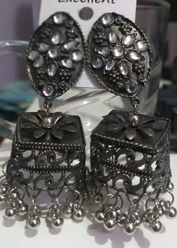 Oxidized Jhumka Earrings