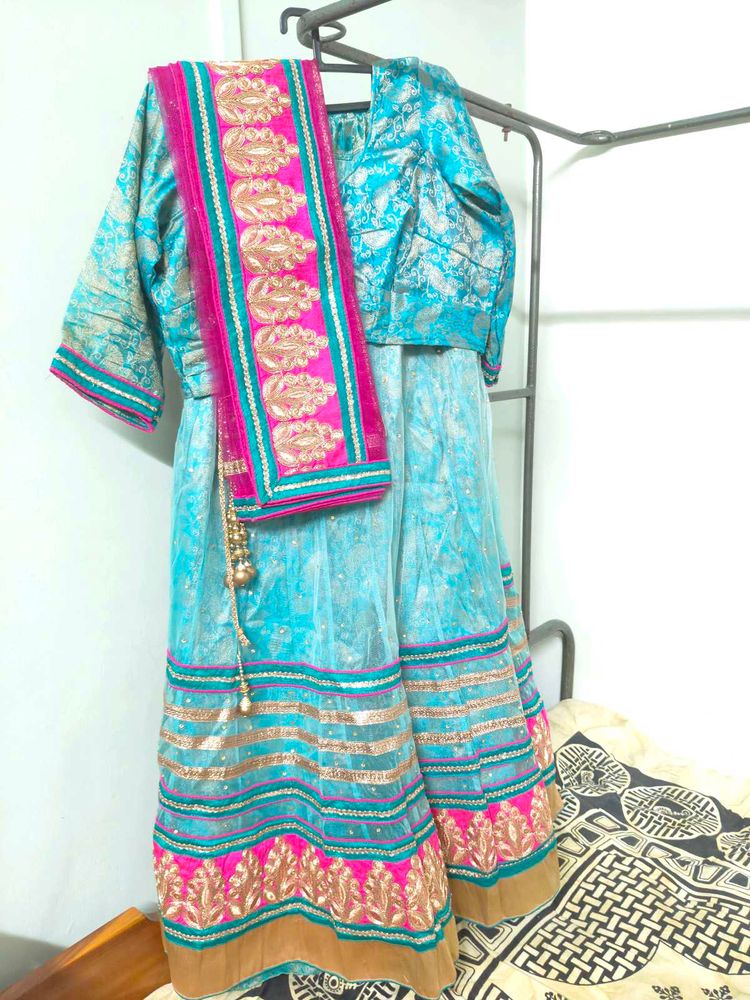 Stunning Blue &amp; Pink Lehenga Choli