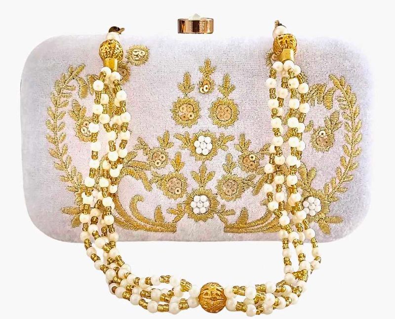 Elegant White &amp; Gold Clutch