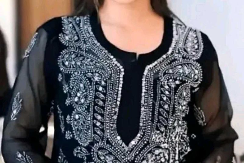 Elegant Black Embroidered Kurti