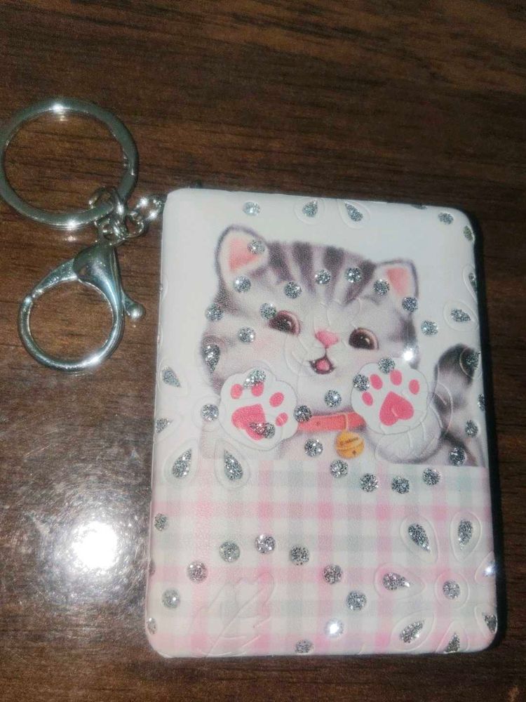 Cute Cat Keychain with Glitter
