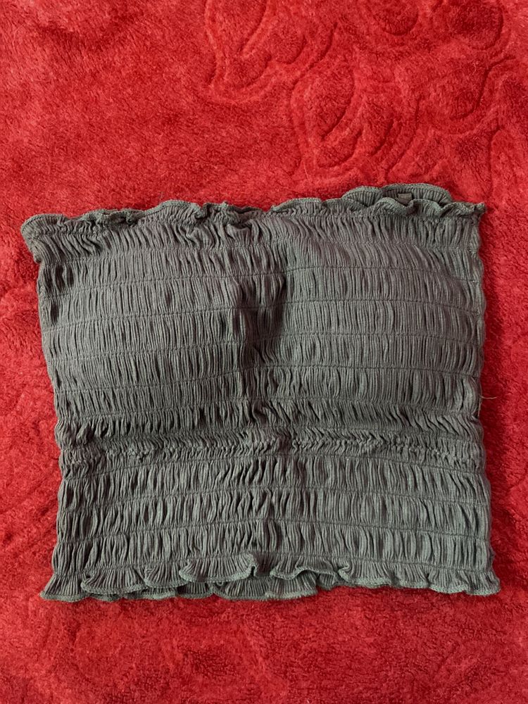 Olive Crop Top With Pad
