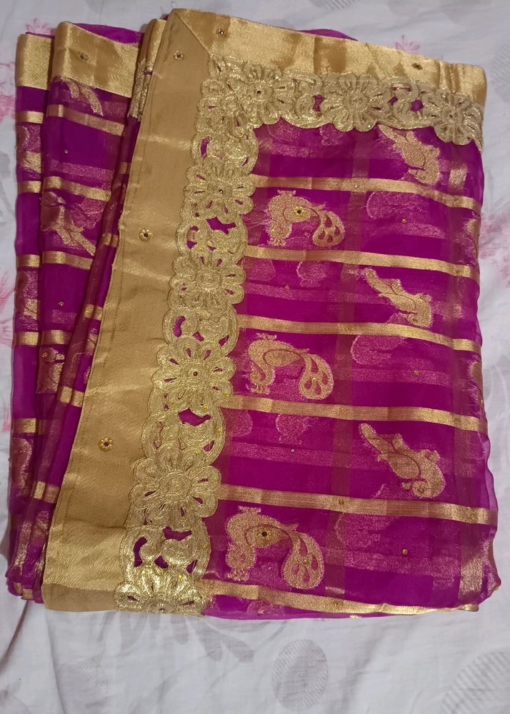 fancy Organza Gold Shining saree