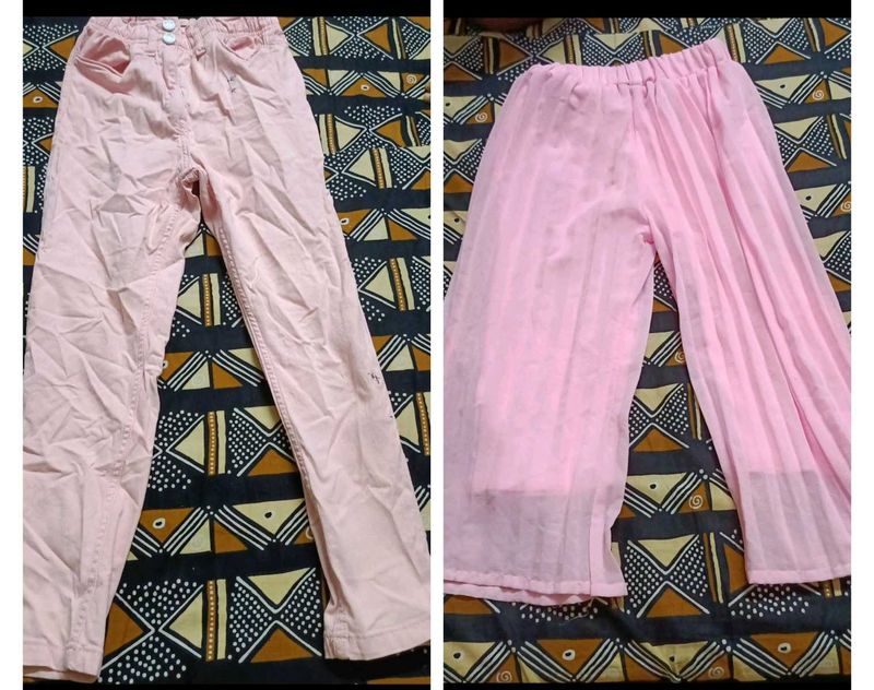 Pink Trousers and Palazzo Pants Set