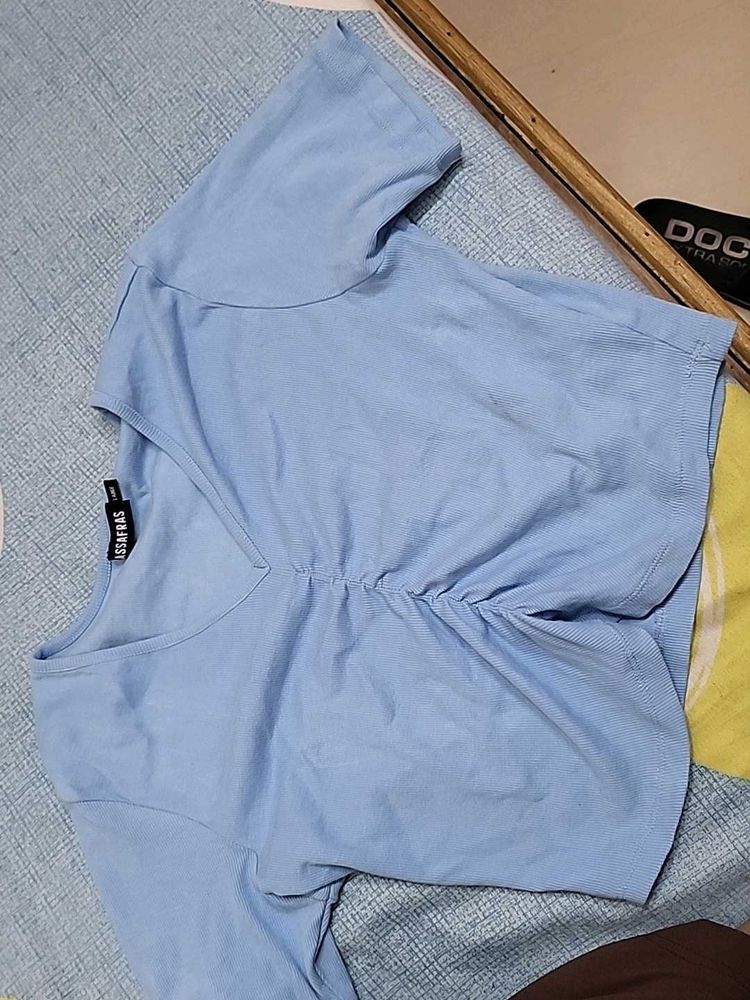 Cute Light Blue Crop Top