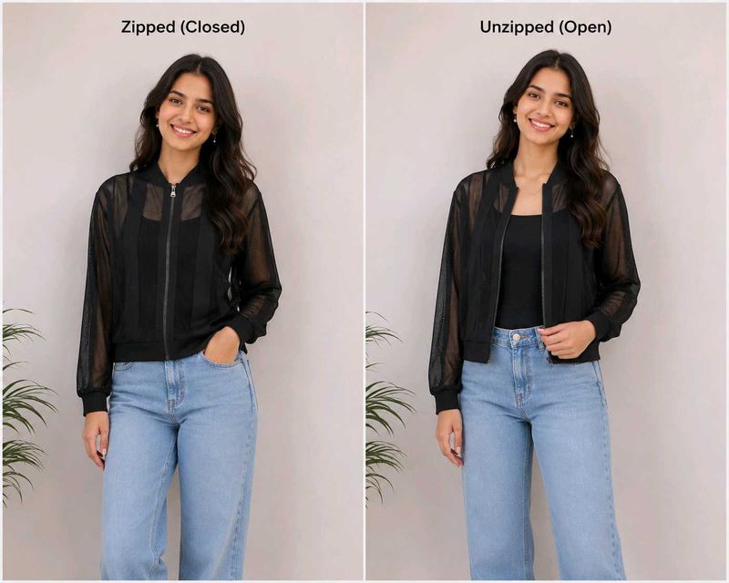 Women's black net jacket top