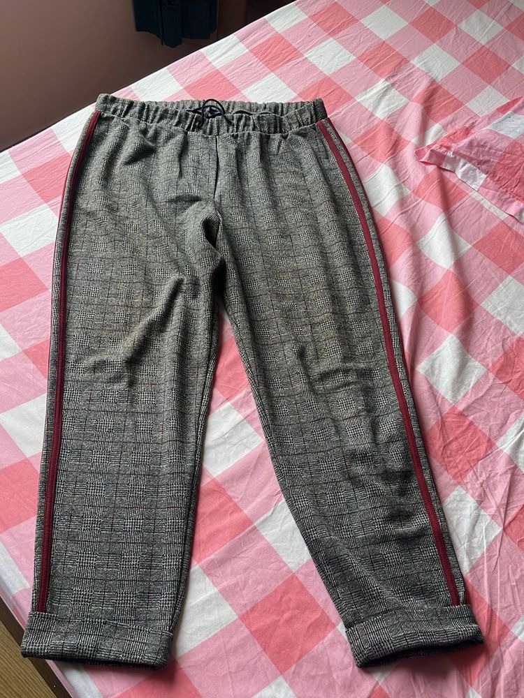 Checkered Trousers with Side Stripe