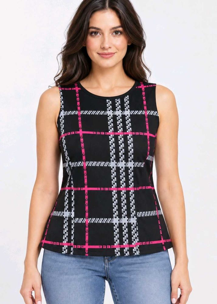 Chic Plaid Sleeveless Top