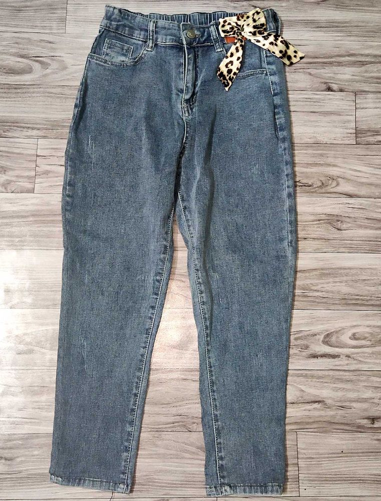 y2k cutecore leopard bow Denim Jeans
