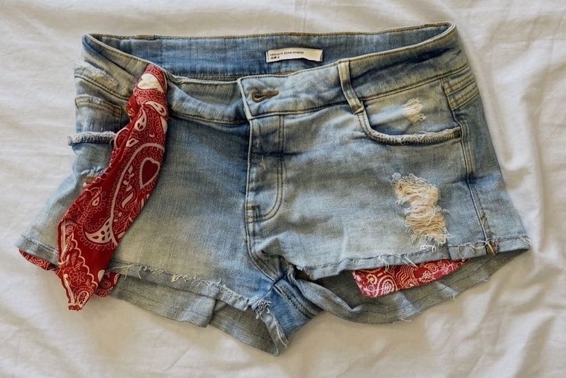 Zara Denim Shorts with Bandana
