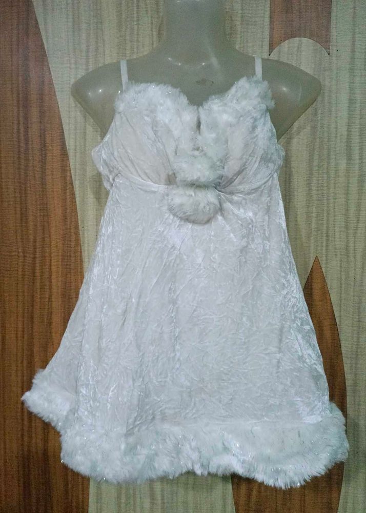 Cute White Teddy Lingerie Nightie