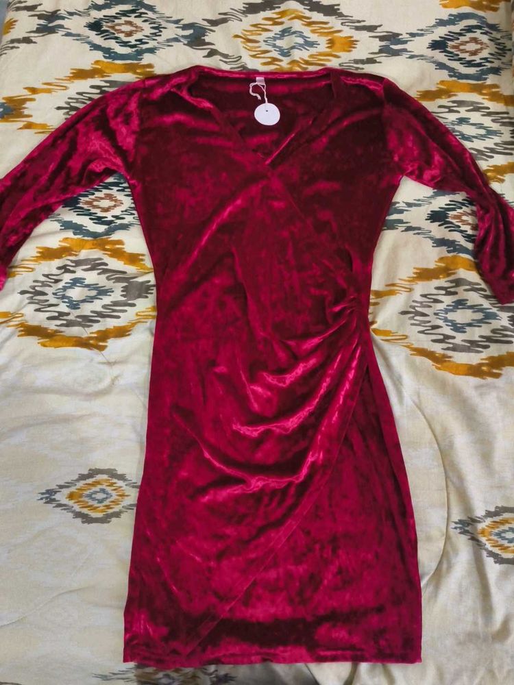 Red Velvet Bodycon Mini Dress