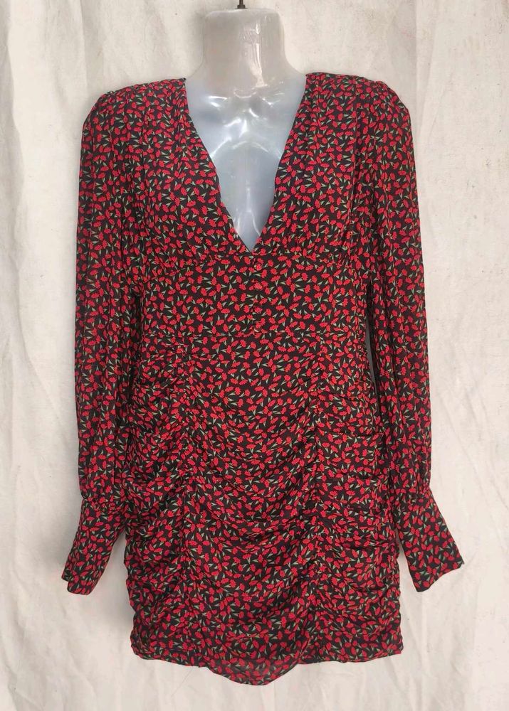 I. Chic Red Floral Print Mini Dress