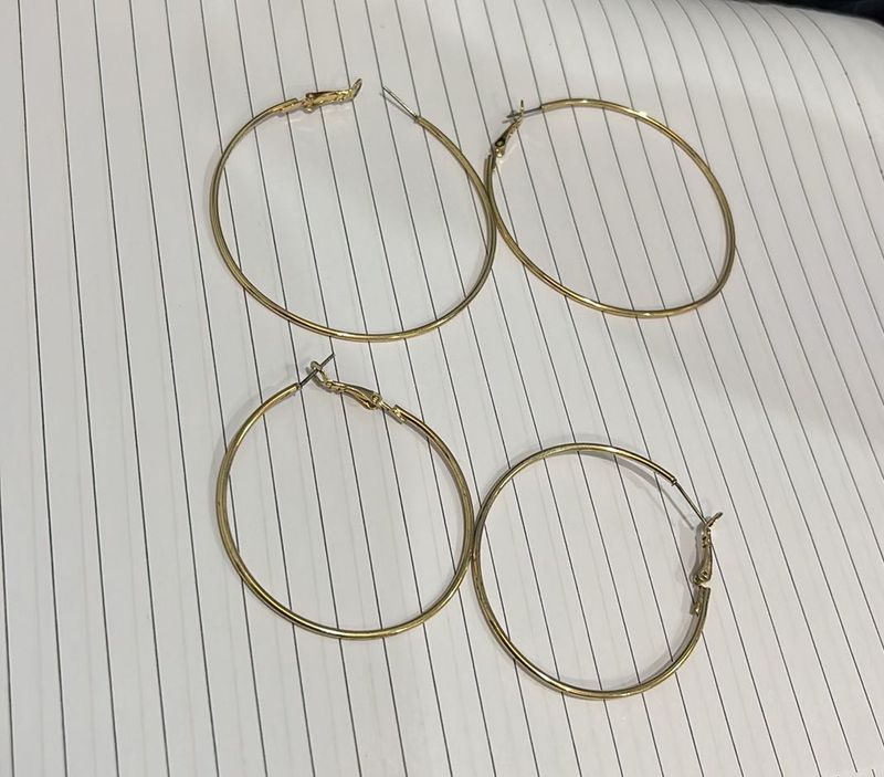 Large Gold Hoop Earrings set of 2