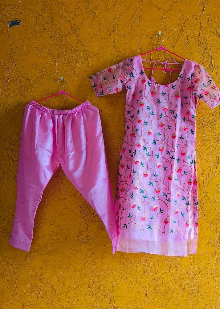 Pink Floral Kurta Set