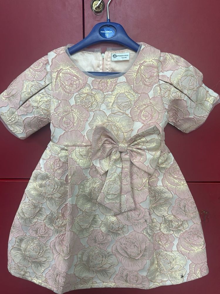 Chic Rose Brocade Party Dress