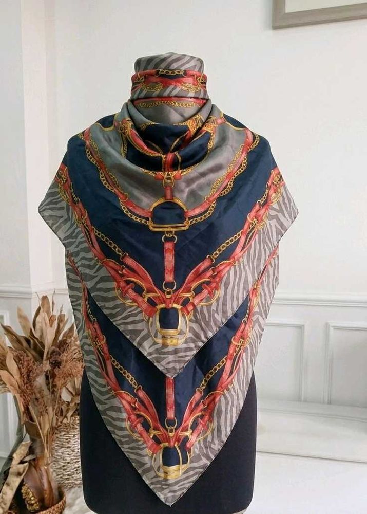 Beautiful  blue satin Scarf