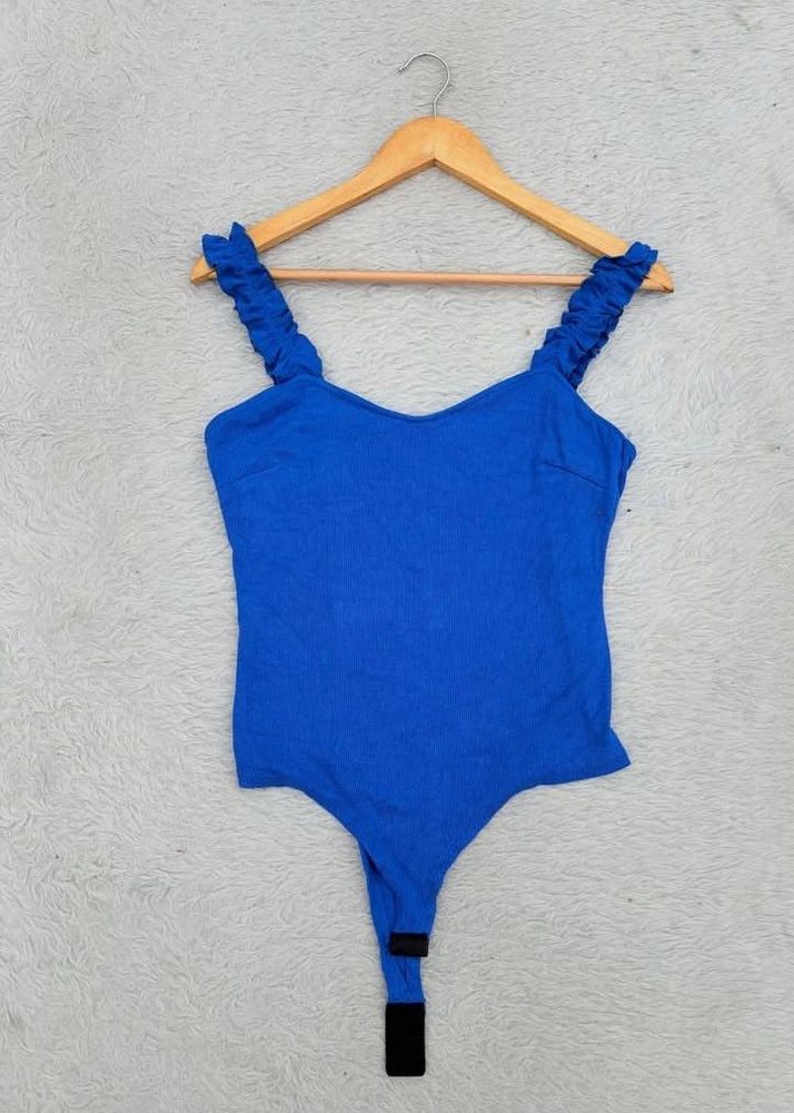 Vibrant Blue Ruffle Strap Bodysuit