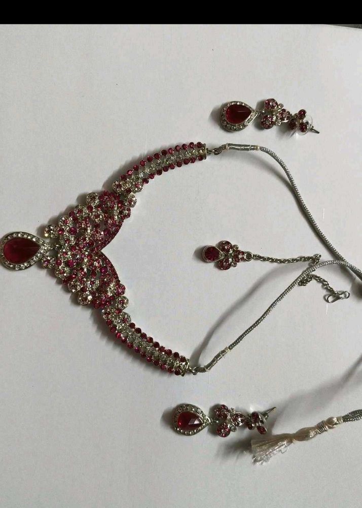 Stunning Red &amp; Silver Jewelry Set