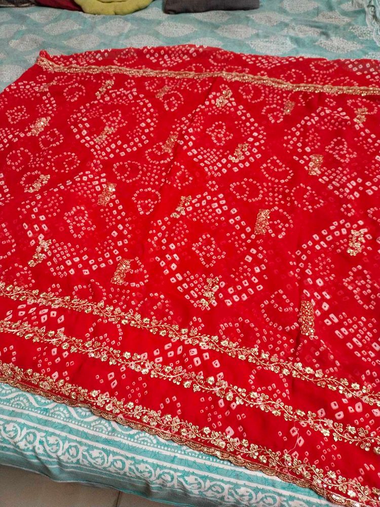red chunari wid green blouse