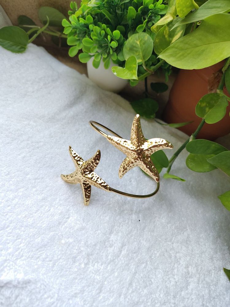Gold Starfish Cuff Bracelet