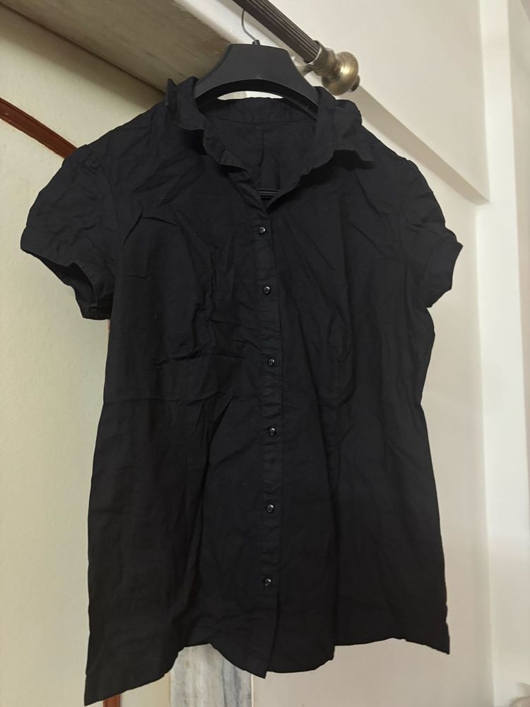 Classic Black Short Sleeve Blouse
